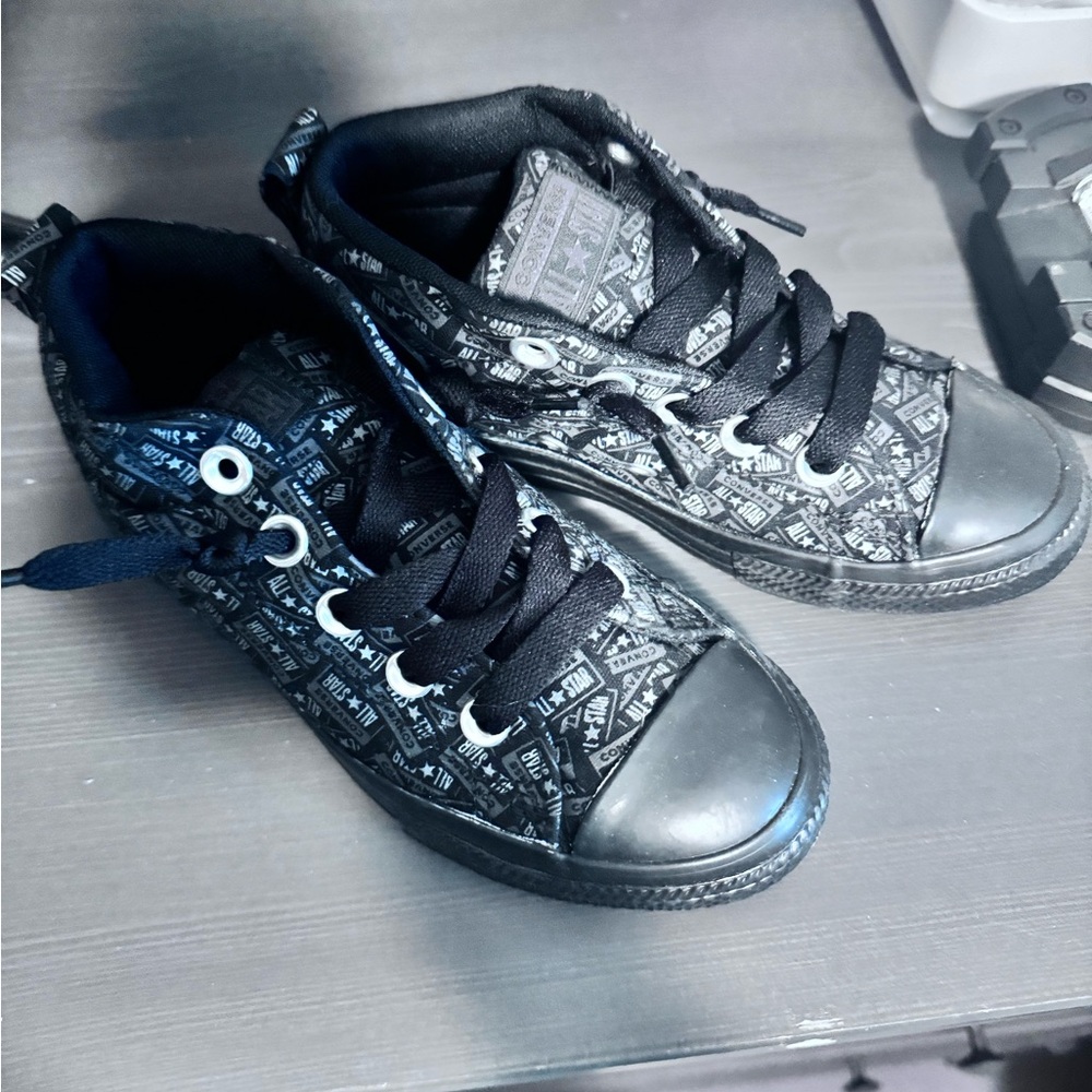 Converse Black and White Patterned Kids Sneakers